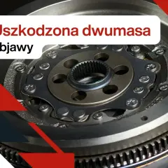 Zbliżenie na uszkodzoną dwumasę, widoczne objawy zużycia.