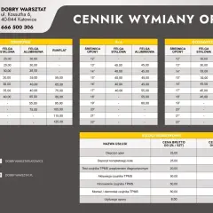 Cennik wymiany opon: osobówki od 25 zł, 4x4 od 40 zł, dostawcze od 30 zł. Sprawdź, ile kosztuje wymiana opon w Dobrym Warsztacie.