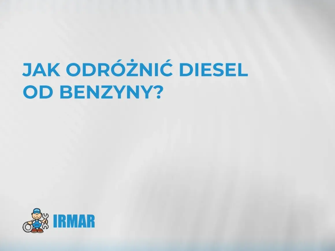Jak odróżnić diesel od benzyny? Logo IRMAR z mechanikiem.