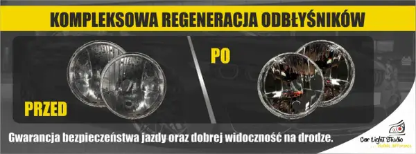 Przed i po regeneracji odbłyśników samochodowych. Lepsza widoczność i bezpieczeństwo na drodze dzięki odnowionym reflektorom.